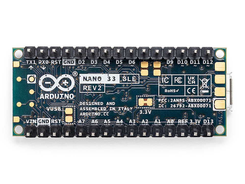 Arduino Usa Arduino Nano 33 BLE Rev2 with headers – BLE & IMU Dev Board — Arduino ...