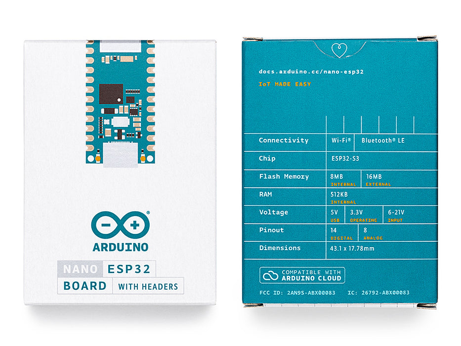 Arduino® Nano ESP32 with headers