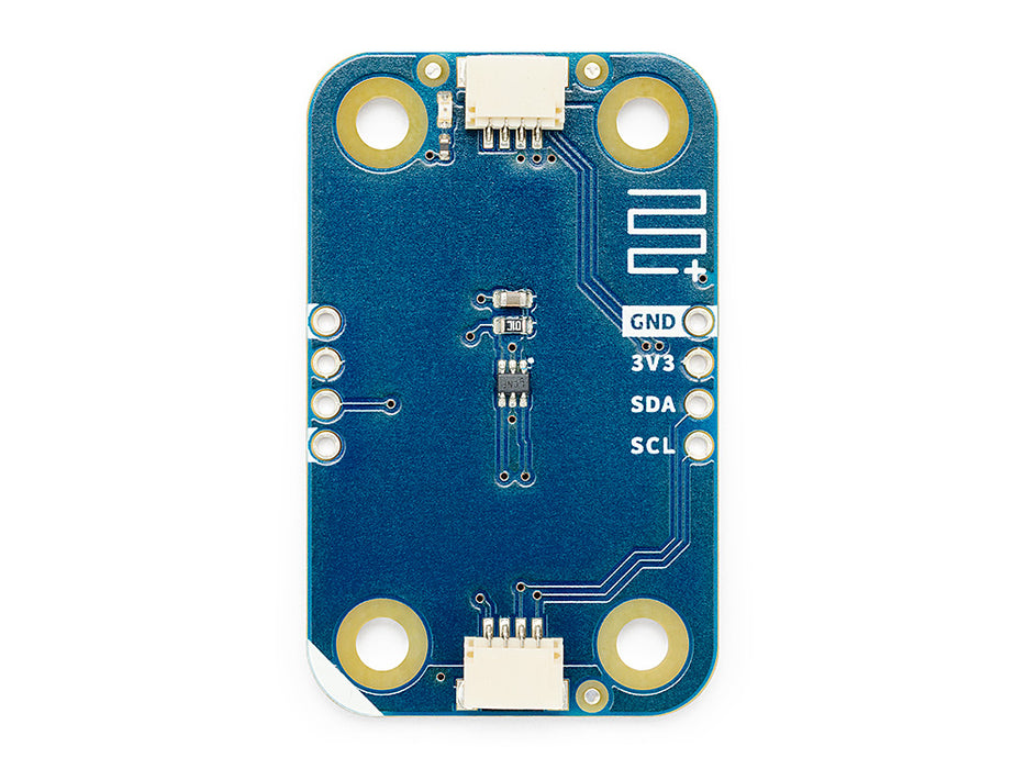 Top down view of the Arduino Modulino Extender module, showing the compact circuit board layout with plug-and-play I2C connectors for extending hardware connections.