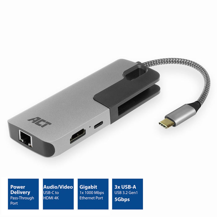 USB-C® to Ethernet Multiport Adapter with Power Delivery up to 60W - Black, Adapters and Couplers