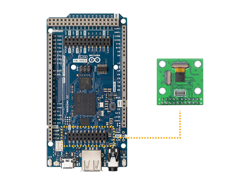 HM01B0 QVGA Monochrome DVP Camera Module for Arduino GIGA R1 WiFi Board